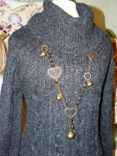 Carducci Nubby Tweedy Charcoal Gray Thick Cozy Knit Sweater Dress M 