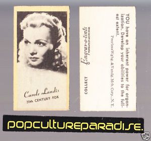 Carole Landis Star 1940s Peerless Vending Machine Card