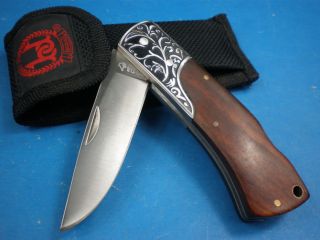 Steel Carve Designs Wood Handle Pocket Hunting Survival Folding Knife 