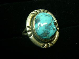 Mens Morenci Turquoise and Sterling Stunning Ring Size 11