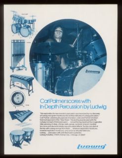 1974 ELP Carl Palmer Photo Ludwig Drum Set Print Ad