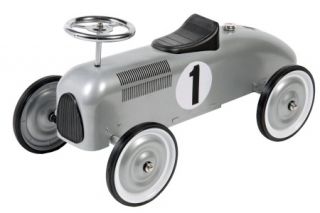   Childs Classic Vintage Silver Race Car Ride on Push Along Toy