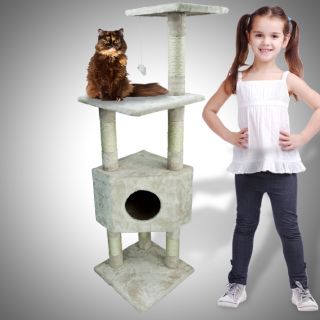 Deluxe 53 Cat Tower Tree Condo Scratcher Furniture Kitten House Beige 