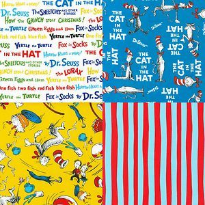 Dr Seuss Cat in The Hat Fabric by The Yard for Robert Kaufman 100 