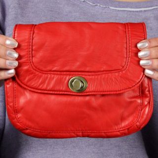 Red Spring Turnlock Womens Mini Organizer Crossbody Messenger Handbag