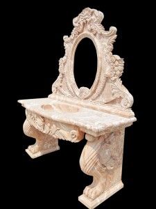 Beautiful Solid Hand Carved Marble Rossa Sink SNK14