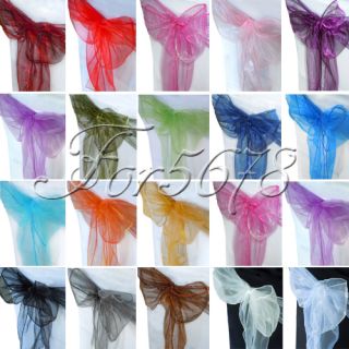   Purple Organza Chair Sashes Bow Cover Banquet Decorations Party Colors
