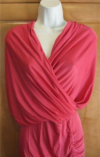 Catherine Malandrino Silk Rayon Coral Jersey Knit Draped Dress P New $ 