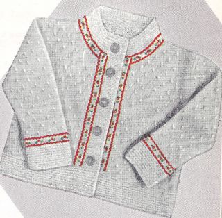 Knitting Pattern Baby Cardigan Sweater Coat Ribbon Trim