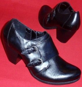New Womens BOC Born Cathleen Black Leather Heels Booties Casual Dress 