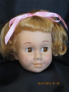 Rescued Chatty Cathy Doll Head Brown Eyes Soft Face  