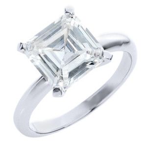 Carat Womens Solitaire Asscher Cut Diamond Engagement Ring White 