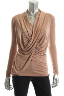 Casual Couture New Pink Stretch Jersey Long Sleeve Cowl Neck Blouse 