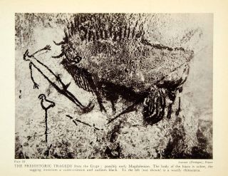   art 1948 rotogravure lascaux bison magdalenian prehistoric cave hunter