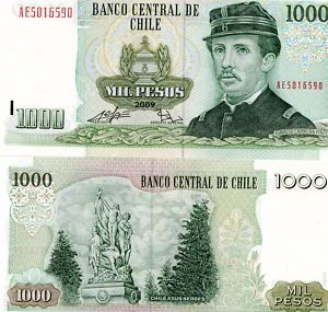 Chile Year 2009 $ 1000 Note Ignacio Carrera