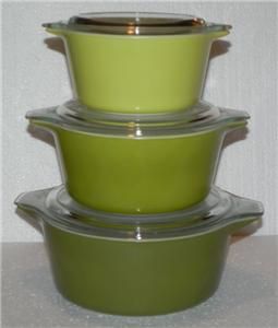 pc pyrex verde green cinderella casserole dishes set