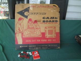 VINTAGE CARROM NO. 106 TABLE BOARD GAME + ORIGINAL INSTRUCTIONS & BOX 