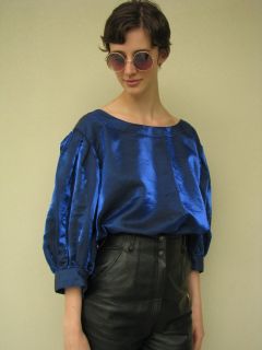 Vintage 80s CARLA ZAMPATTI DESIGNER Puff Sleeve BLOUSE Top Shirt 