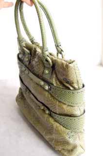 Carlos Falchi Olive Python Snakeskin Tote Bag New $1900