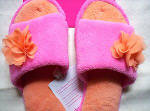    Plush Dearfoams Pink Peach Carn Flip Flop Sandals Slippers 11 12 XL