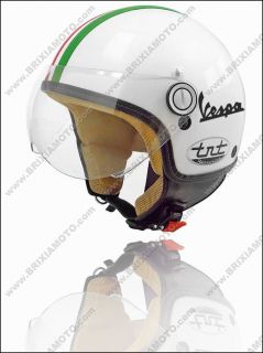 Casco Moto Scooter Demi Jet Omologato Visiera Italia Tricolore Vespa 