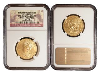   Gold 23rd First Spouse Caroline Harrison 1/2oz NGC MS70 Early Releases