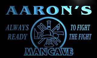 X0077 TM Aarons Firefighter Man Cave Custom Personalized Name Neon 
