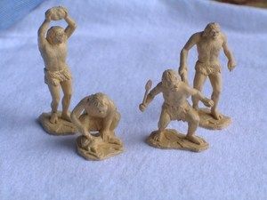 Old Louis Marx Prehistoric Cavemen Caveman Soldier Figures