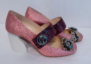 Prada Shoes Lurex Pink Python Skin Cone Heel Fall 2011 2012 BNIB UK4 