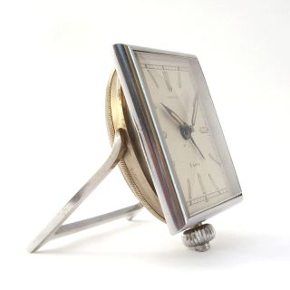 Angelus 8 Days Art Deco Silvered Alarm Clock 1930S