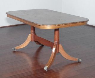 Vintage Yew Tilt Top 5Ft Trestle Dining Table w Casters q52a