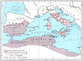 ROME & Carthage at beginning of 2nd Punic War, 218 BC, 1956 map