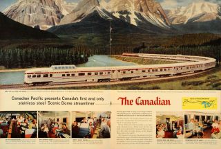 1955 Ad Canadian Pacific Railway Canada Streamliner Original 