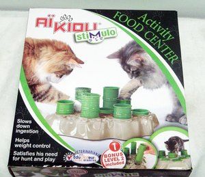 Aikiou Cat Food Activity Center Dish Feeder Play Hunt Lose Weight 