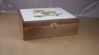 Vintage House of Windsor Palmas Painted Cedar Cigar Box with Owls on A 