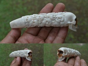Skull Carving Knive Knife Handle in Bali Deer Antler Carving