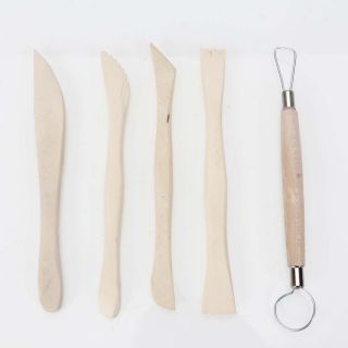 5pcs Wooden Pottery Sculpture Carving Tool Set for Cleaning Smoothing 