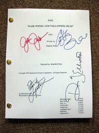 JAG TV signed script Catherine Bell + CAST Fair Winds
