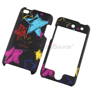 Black Chalkboard Star Rubber Hard Case Privacy Guard for iPod Touch 4 