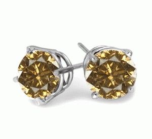 50 Carat Natural Champagne Diamond Stud Earrings 14k White or Yellow 