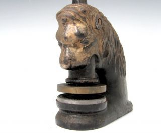 Antique Lion Notary Stamp Cast Iron Press Seal Overland Seas Corp 