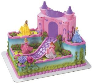 Disney PRINCESS CASTLE Case With 4 Dolls Birthday CAKE Decorating 