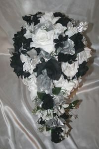   Black White Silver Wedding Silk Flowers Centerpieces 15 PC