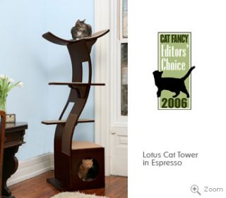 Lotus Cat Tower Espresso Enclosed Bed Plus 3 Viewing Platforms