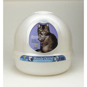 features of booda dome covered cat litter box entrance measures 7 5 8 