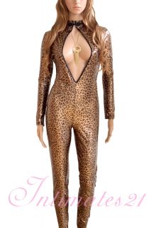 Erotic Lepard Lace Costume Catsuits Romper Gothic Punk Stripper Wear 