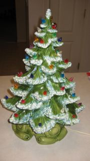 RARE* Vintage Ceramic Christmas TREE lighted Atlantic mold 2 piece