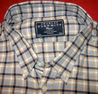 Charles Tyrwhitt Cashmere Cotton Tattersall Shirt 2XLT Jermyn Street 