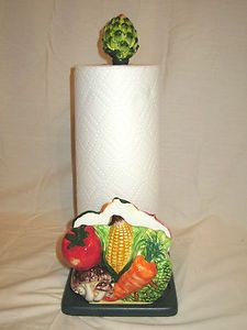 New Ceramic 3D Vegetables Paper Towel Napkin Holder Stand Dispenser w 