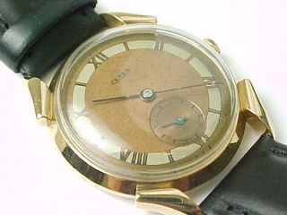 Vintage Ceres Gruen 18K Gold Fancy Lug Mens Wristwatch